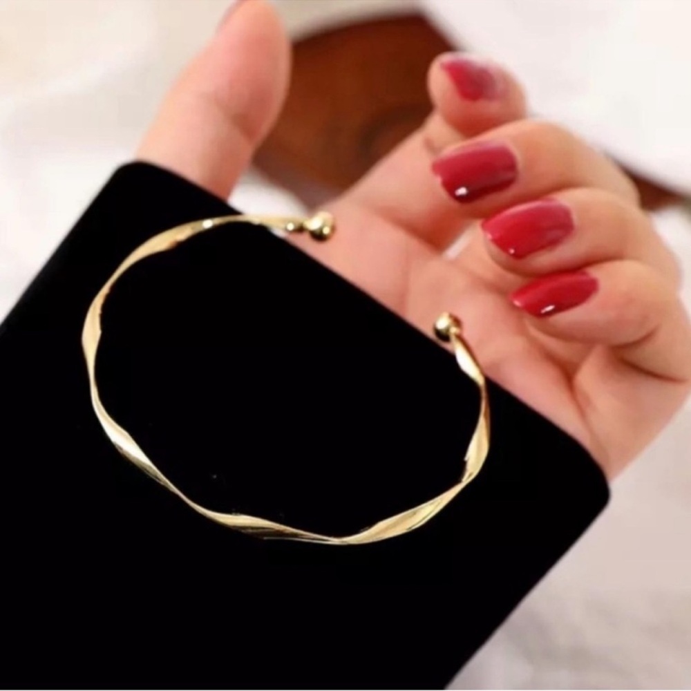 Anthro Anya Minimalist Twist Open Adjustable Rose Gold Simple Cuff Bracelet
